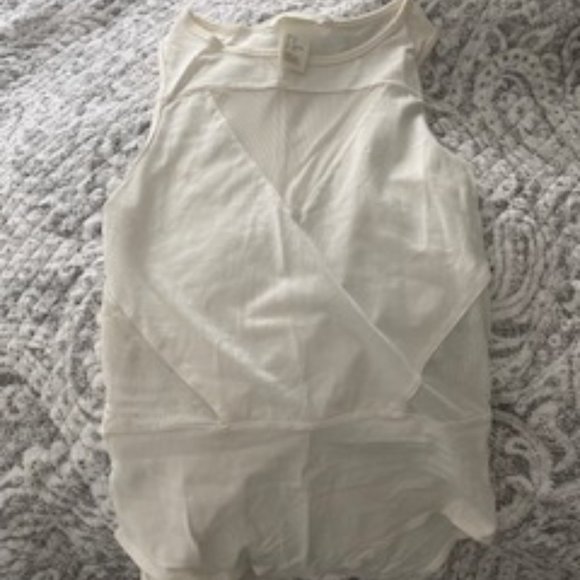 H&M Tops Hm White Bodysuit Mesh Triangles Poshmark